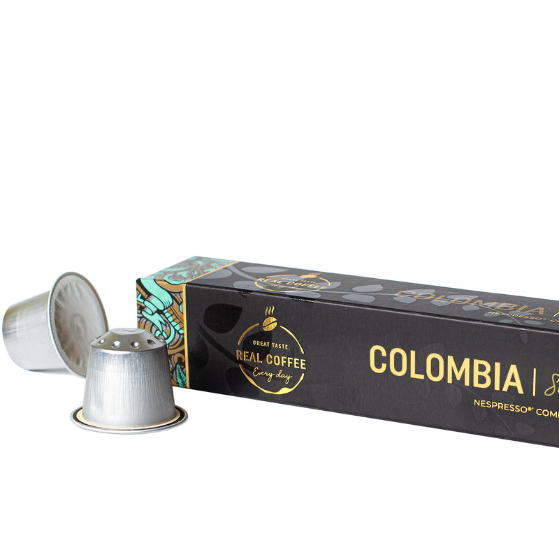 Colombia Lungo Single Origin | Pack of 5 - 50 Aluminum Capsules | 100% Arabic | Nespresso® Compatible | Eco-Friendly & Fairtrade Coffee - Colombia Lungo Single Origin, Aluminum Capsules, 100% Arabic, Nespresso Compatible, Eco-Friendly & Fairtrade Coffee