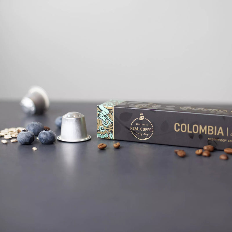 Colombia Lungo Single Origin | Pack of 10 - 100 Aluminum Capsules | 100% Arabic | Nespresso® Compatible | Eco-Friendly & Fairtrade Coffee - Colombia Lungo Single Origin, Aluminum Capsules, 100% Arabic, Nespresso Compatible, Eco-Friendly & Fairtrade Coffee