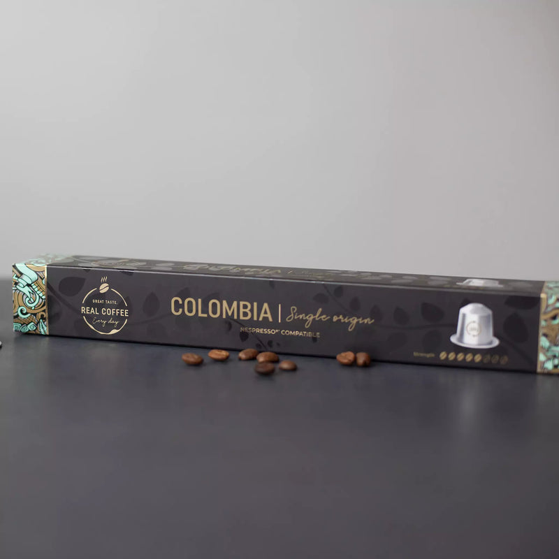 Colombia Lungo Single Origin | Pack of 5 - 50 Aluminum Capsules | 100% Arabic | Nespresso® Compatible | Eco-Friendly & Fairtrade Coffee - Colombia Lungo Single Origin, Aluminum Capsules, 100% Arabic, Nespresso Compatible, Eco-Friendly & Fairtrade Coffee