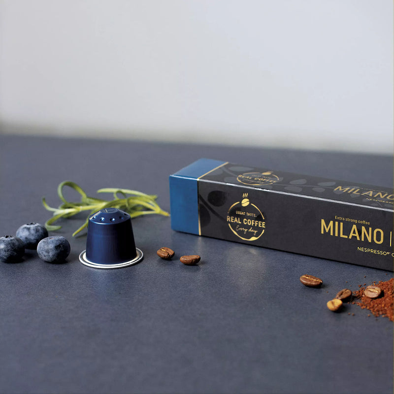 Milano Organic Italian Espresso | Pack of 10 - 100 Aluminum Capsules | 100% Arabica | Nespresso® Compatible | Eco-Friendly & Fairtrade Coffee - Milano Organic Italian Espresso in Aluminum Capsules, 100% Arabica, Nespresso Compatible, Eco-Friendly, Fairtrade Coffee