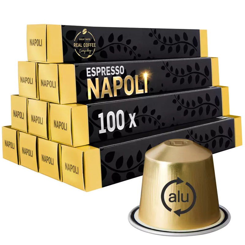 Napoli Espresso Coffee Capsules | Pack of 10 - 100 Aluminum Capsules | 100% Arabica | Nespresso® Compatible | Eco-Friendly & Fairtrade Coffee - Napoli Espresso Coffee Capsules, Pack of 10 - 100 Aluminum Capsules, 100% Arabica, Nespresso Compatible, Eco-Friendly & Fairtrade Coffee