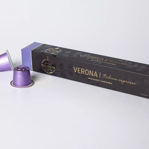 Verona Espresso Coffee Capsules, Aluminum Capsules, 100% Arabica, Nespresso Compatible, Eco-Friendly & Fairtrade Coffee